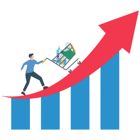 Inflation rising prices for products  Illustration