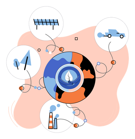 Influence of technologies on destruction of planet ecology  Illustration