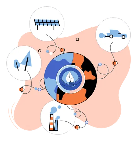 Influence of technologies on destruction of planet ecology  Illustration