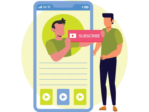 Influencer asking to Subscribe us  Illustration