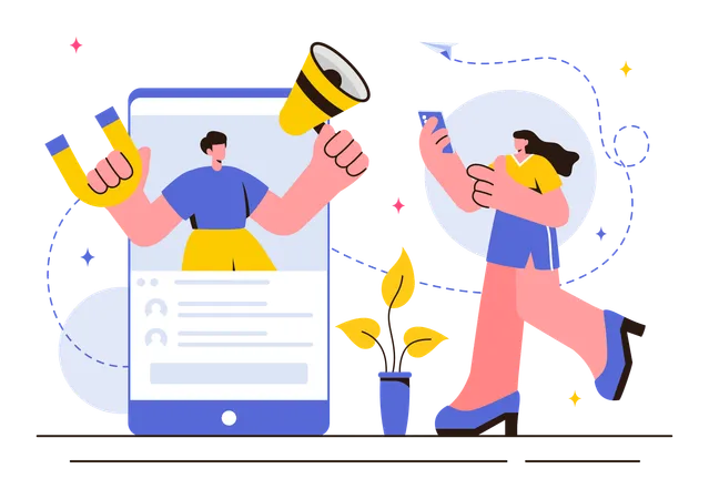 Influencer attracting audience  Illustration