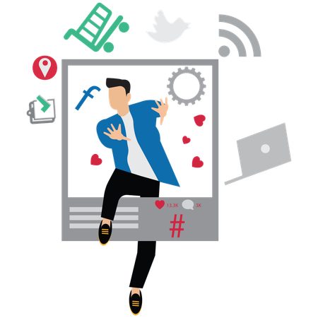 Influencer Doing Marketing on Social Media  Illustration