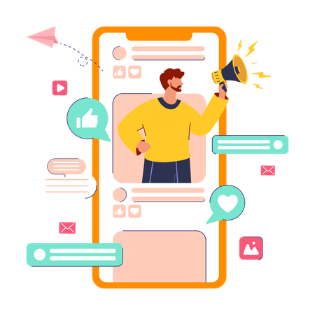 Influencer doing Marketing on social media  Illustration