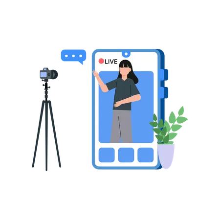 Live Streaming And Podcast Flat Illustration In This Design You Can See How Technology Connect To Each Other Each File Comes With A Project In Which You Can Easily Change Colors And More Illustration