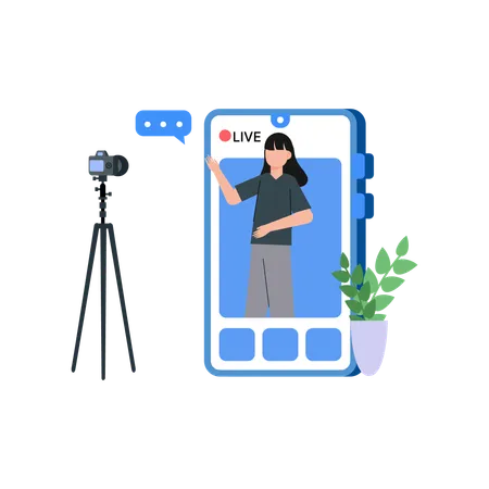 Influencer live on social media  Illustration