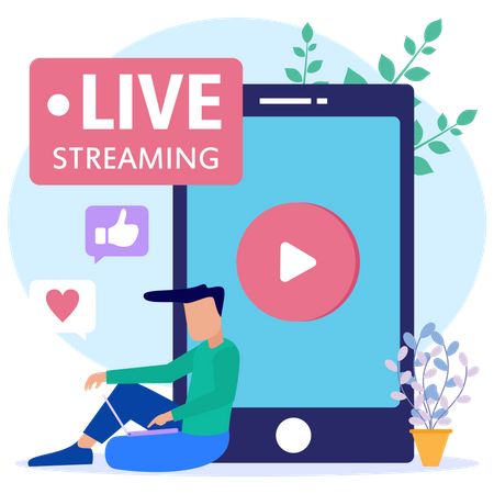 Influencer Live-Streaming auf Social Media  Illustration