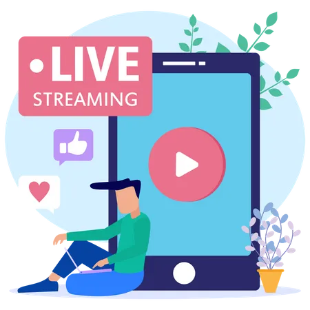 Influencer Live-Streaming auf Social Media  Illustration