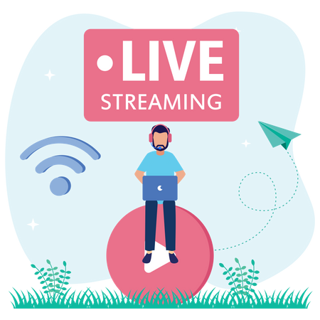 Influencer Live-Streaming auf Social Media  Illustration