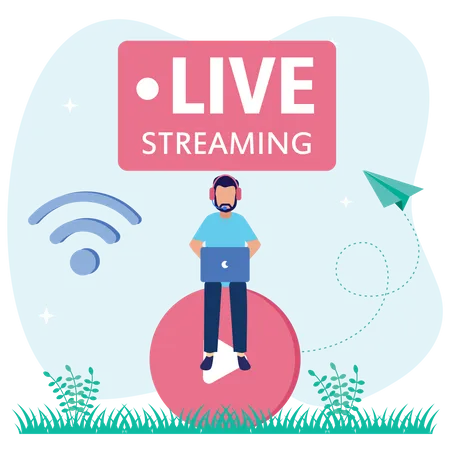 Influencer Live-Streaming auf Social Media  Illustration