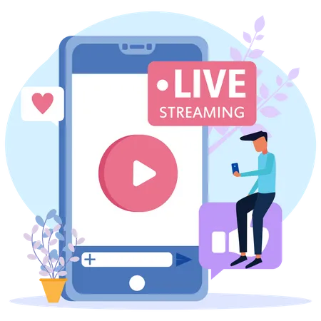 Influencer Live Streaming On Social Media  Illustration