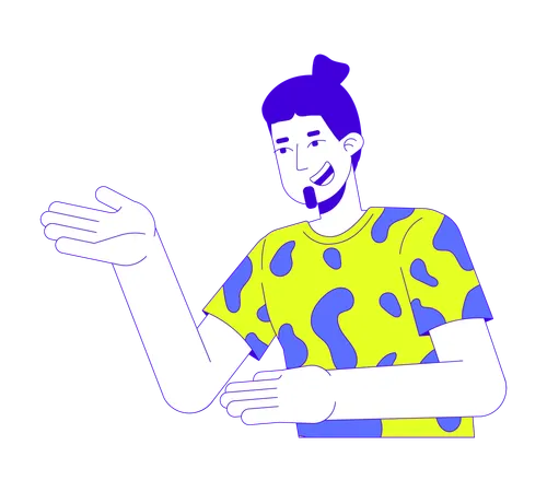 Influencer man gesturing demonstrating  Illustration