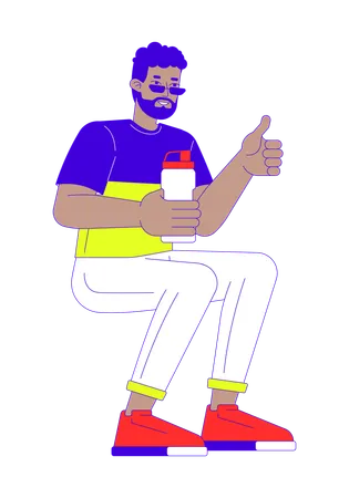 Influencer man with water bottle reusable  Illustration