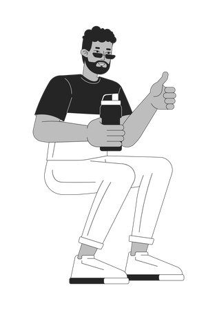 Influencer man with water bottle reusable  Illustration