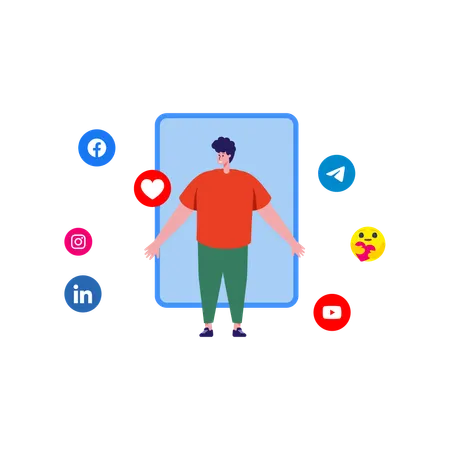 Social Media Marketing Face Character Illustration You Can Use It For Websites And For Different Mobile Application Illustration