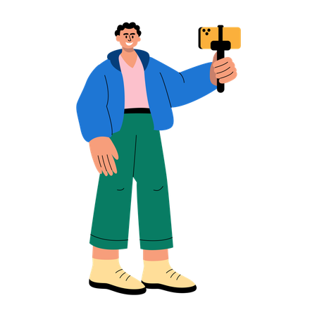 Influencer masculino haciendo vlogs  Ilustración
