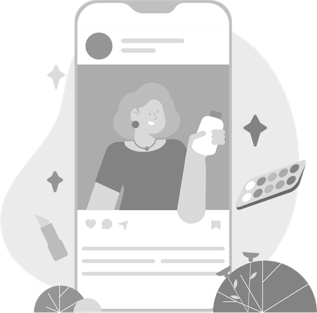 Influencer on Social Media  Illustration