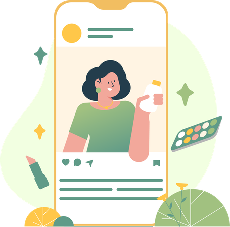 Influencer on Social Media  Illustration