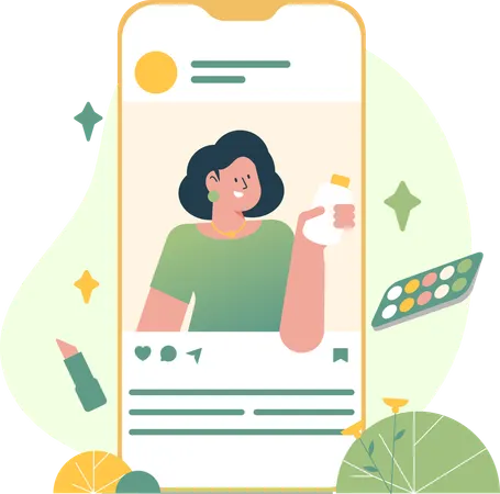 Influencer on Social Media  Illustration
