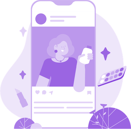 Influencer on Social Media  Illustration
