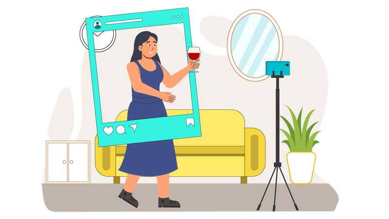 Influencer postet Social-Media-Foto  Illustration