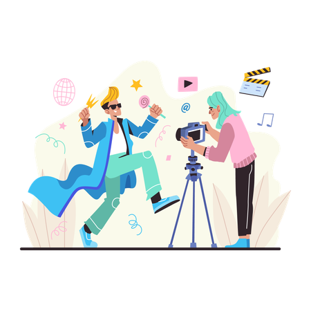 Influencer shooting video  Illustration