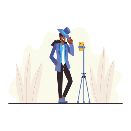 Influencer shooting video  Illustration