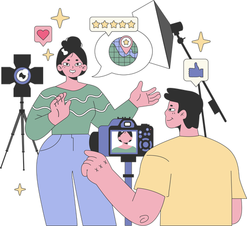 Mujer influyente social  Ilustración