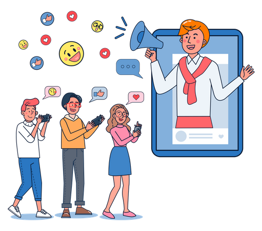 Influencer social haciendo marketing  Illustration