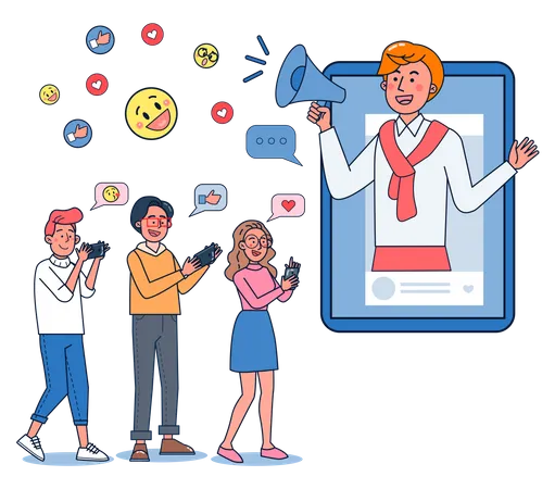 Influencer social haciendo marketing  Illustration