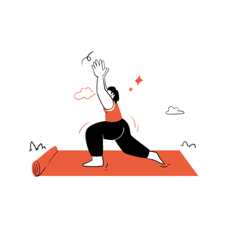 Influenceuse fitness faisant du yoga  Illustration