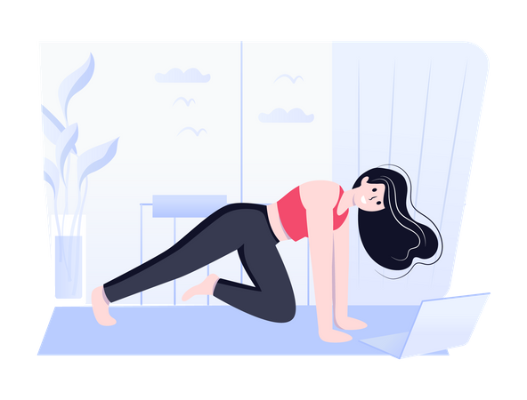 Influenceur fitness faisant de l'exercice en ligne  Illustration