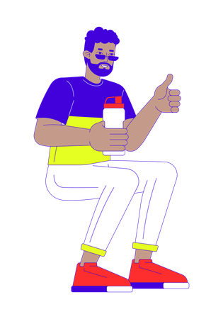 Homme influenceur avec bouteille d'eau réutilisable  Illustration