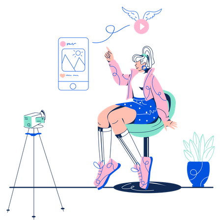 Influenceuse faisant du marketing vidéo  Illustration