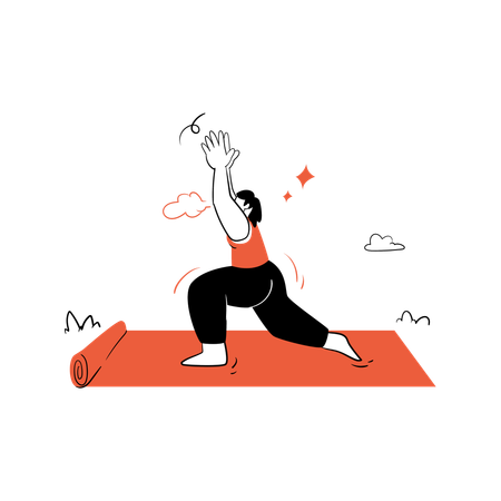 Influenceuse fitness faisant du yoga  Illustration