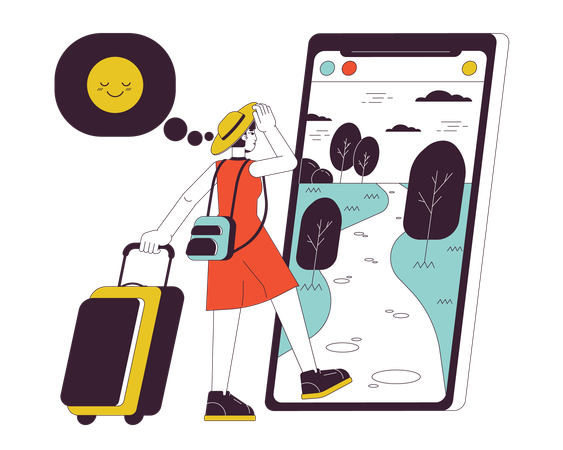 Influenciador de viagens saindo de férias  Ilustração