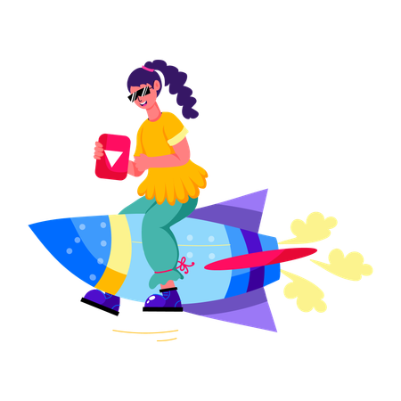 Influenciador lançando vídeo online  Ilustração