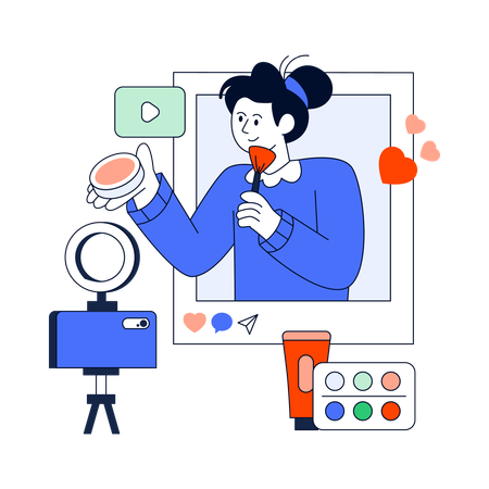 Influenciadora de maquiagem fazendo vídeo  Illustration