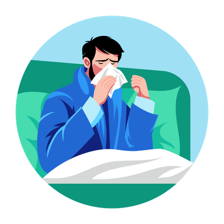 Influenza disease caused to woman  Illustration