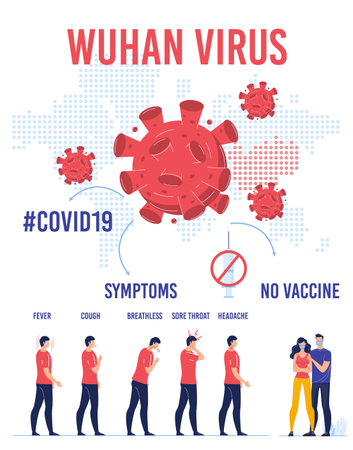 Infografía de protección de la transmisión del virus de Wuhan  Ilustración