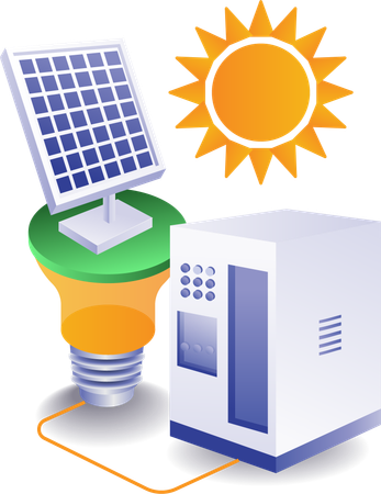 Infografía del circuito de batería de almacenamiento de electricidad de energía de paneles solares  Ilustración