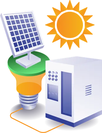 Infografía del circuito de batería de almacenamiento de electricidad de energía de paneles solares  Ilustración