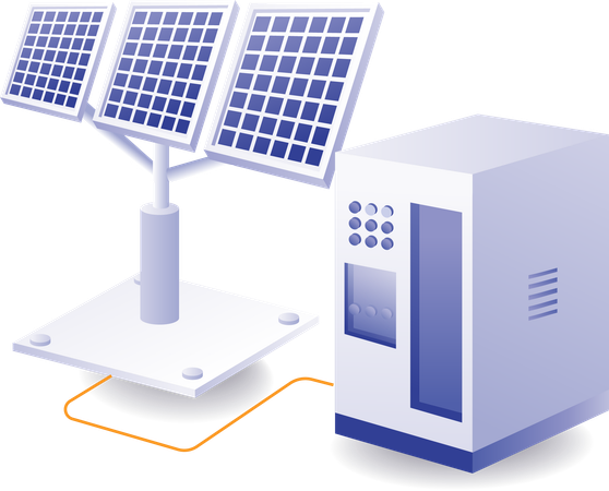 Infografía para el circuito de batería de almacenamiento de energía de paneles solares.  Ilustración