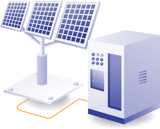 Infografía para el circuito de batería de almacenamiento de energía de paneles solares.  Ilustración