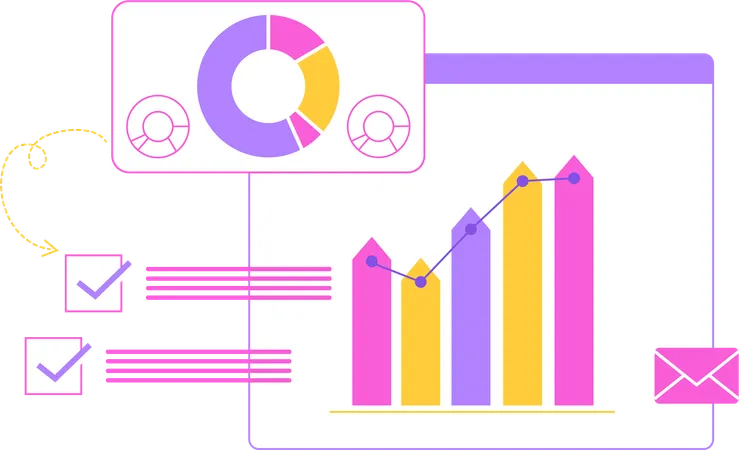 Infográfico de negócios e correio comercial  Illustration