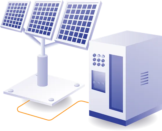 Infographic for solar panel energy storage battery circuit  イラスト