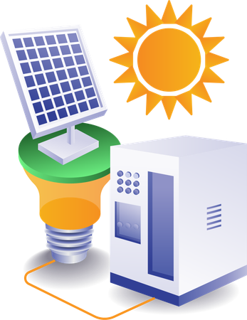 Infographic of solar panel energy electricity storage battery circuit  Illustration