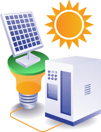 Infographic of solar panel energy electricity storage battery circuit  Illustration