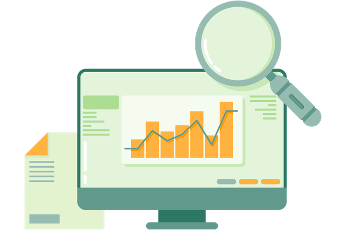 Infographic on computer monitor  Illustration