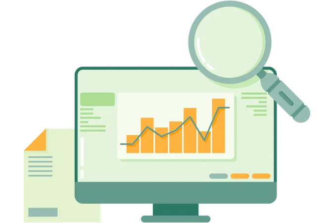 Infographic on computer monitor  Illustration