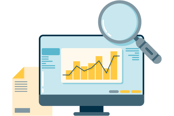 Infographic on computer monitor  Illustration